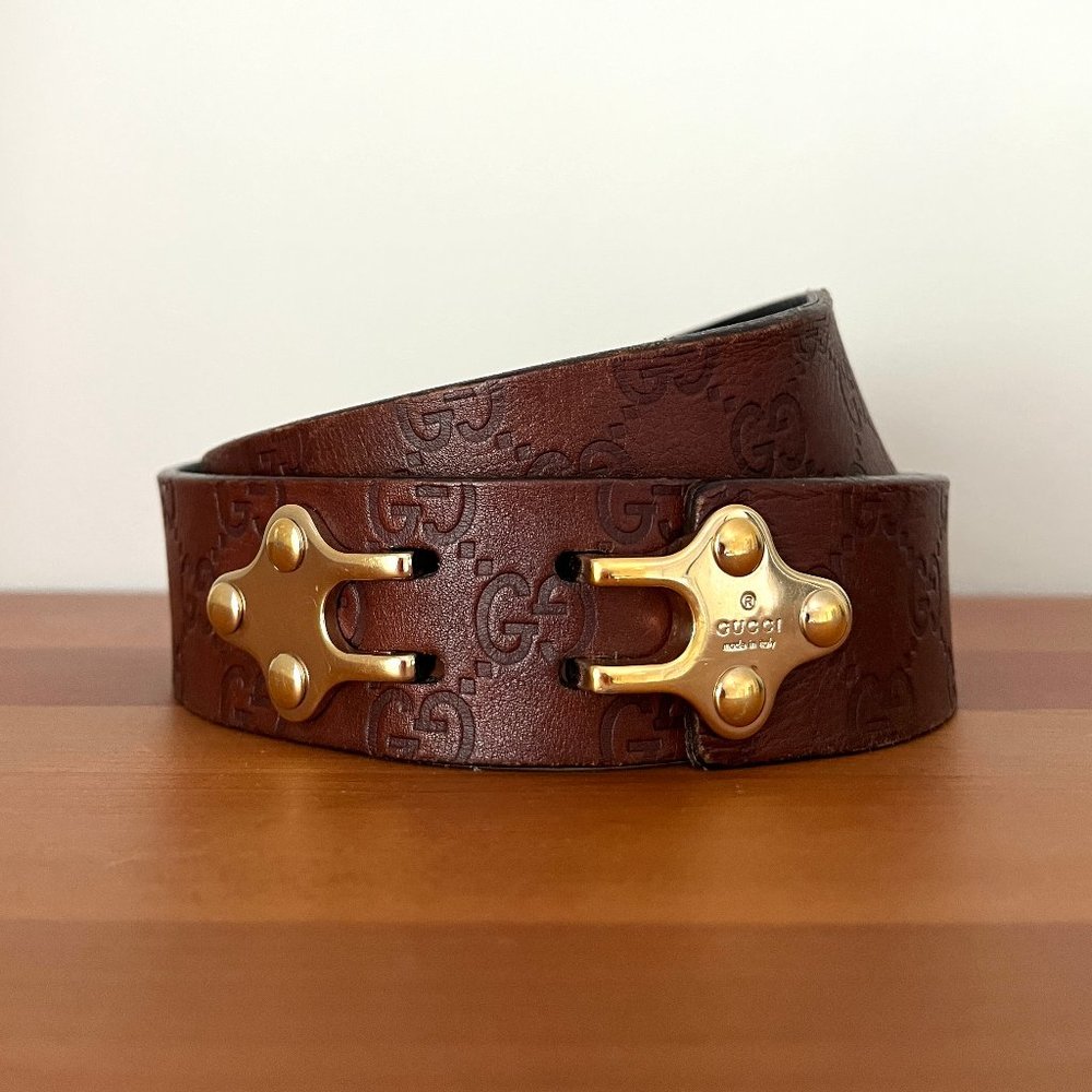 Gucci Embossed Leather Waist Belt